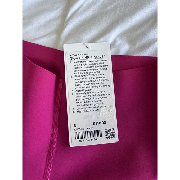 NEW Lululemon GLOW UP HR TIGHT 28" Size 8  Passionate Pink Compression NWT - Picture 4 of 9